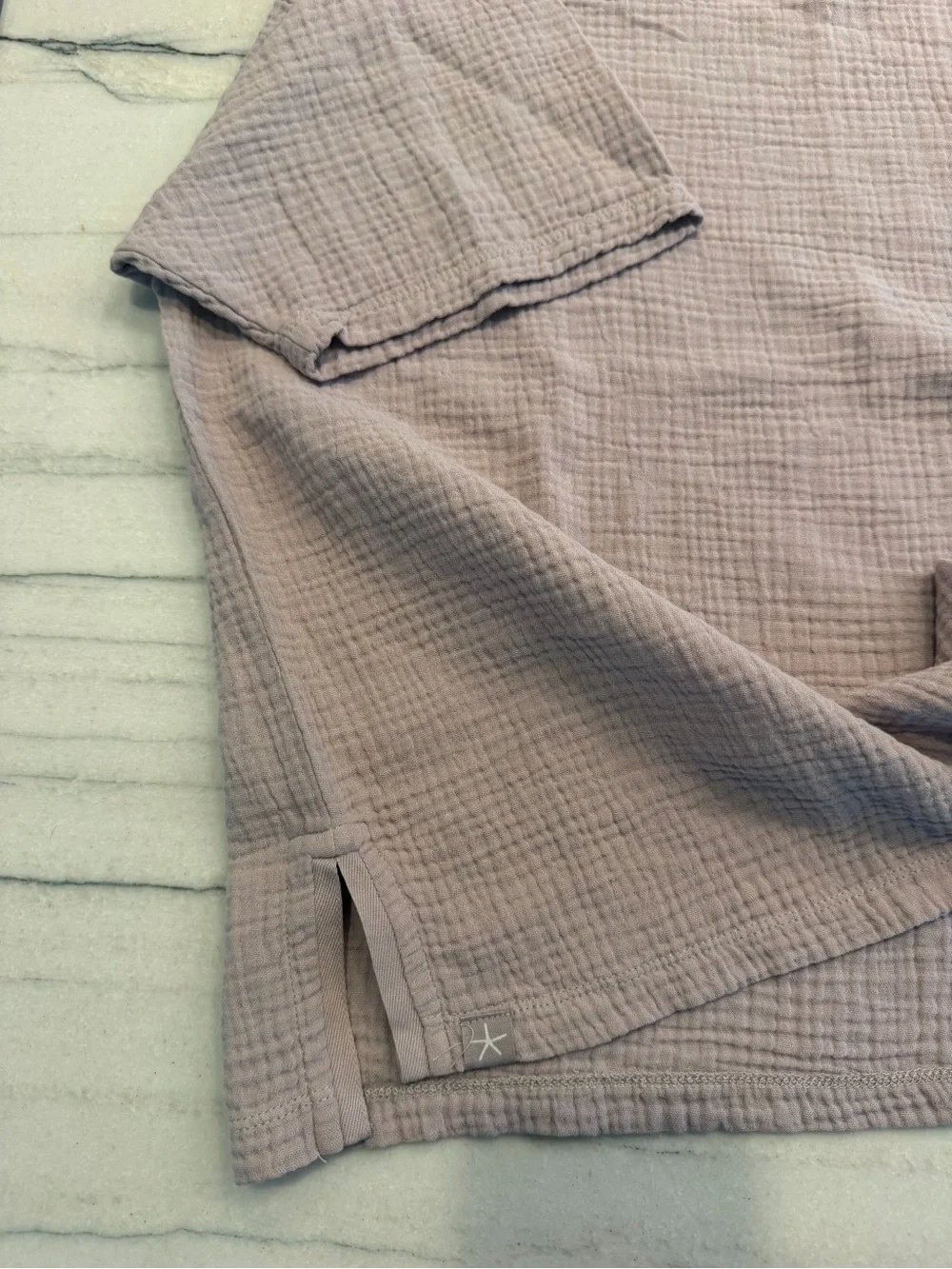 Barefoot Dreams Mauve 100% Cotton Crinkle Tee & Short Set-NWT - Picture 12 of 14